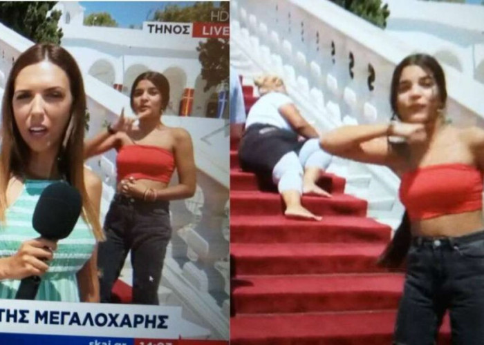 Τήνος: Εκανε το σήμα των Γκρίζων Λύκων μπροστά στην κάμερα του ΣΚΑΪ παραμονή Δεκαπενταύγουστου