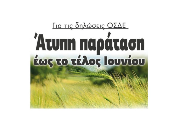 Για τις δηλώσεις ΟΣΔΕ  Άτυπη παράταση  έως το τέλος Ιουνίου