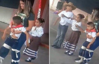 Δασκάλα δένει στη μέση μαθητή της με αναπηρία για να τον βοηθήσει να χορέψει στην εκδήλωση του σχολείου