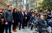 Ο Δημήτρης Κουτσούμπας παρών στη συγκέντρωση για τα Τέμπη στις Σέρρες