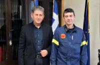 Επίσκεψη του Συντονιστή επιχειρήσεων της πυροσβεστικής στο Δήμαρχο Ηράκλειας