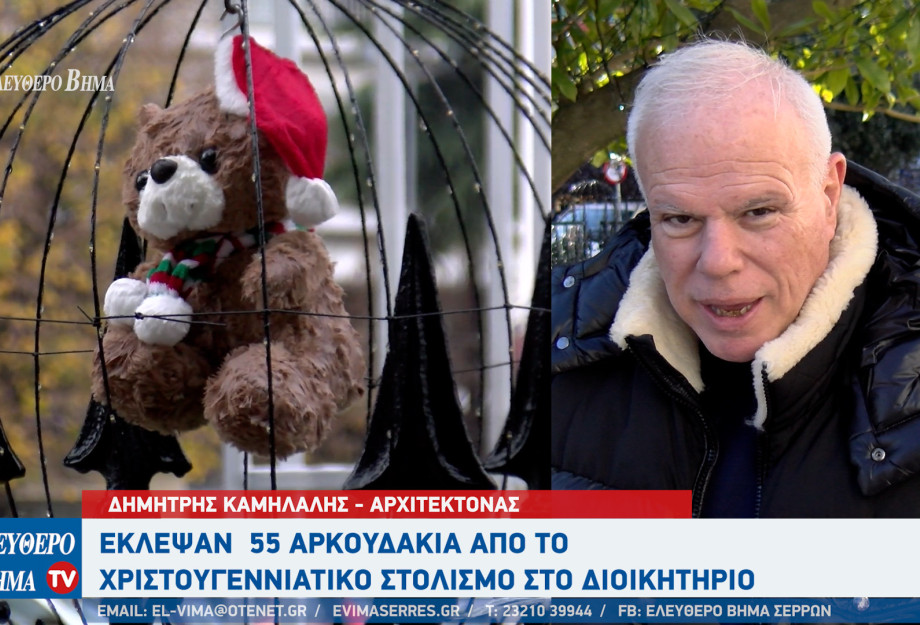 Σέρρες - Έκλεψαν 55 αρκουδάκια από το στολισμό στο Διοικητήριο ΠΕ Σερρών - Δημήτρης Καμήλαλης είναι ντροπή